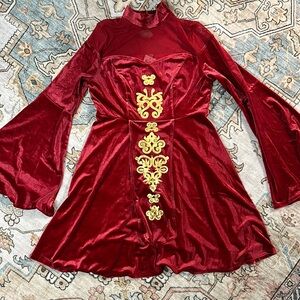 Her Universe Queen Amidala Dress Elegant Red Velvet Dress with Gold Accents